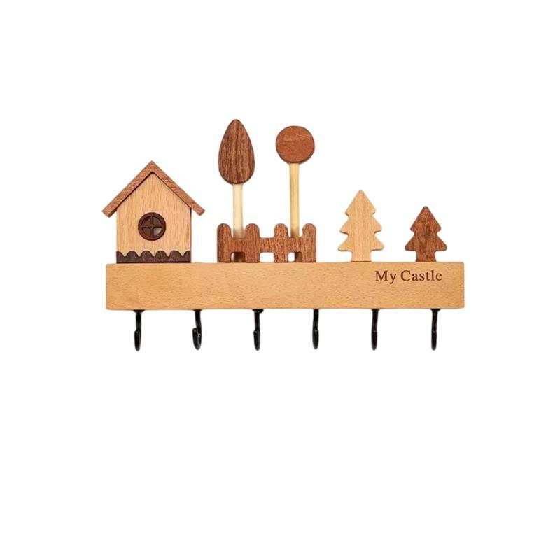 User Friendly Wood Key Hanger Damage Release Wall Hook Organizers Key Hangers For Entryway Living Room Storage