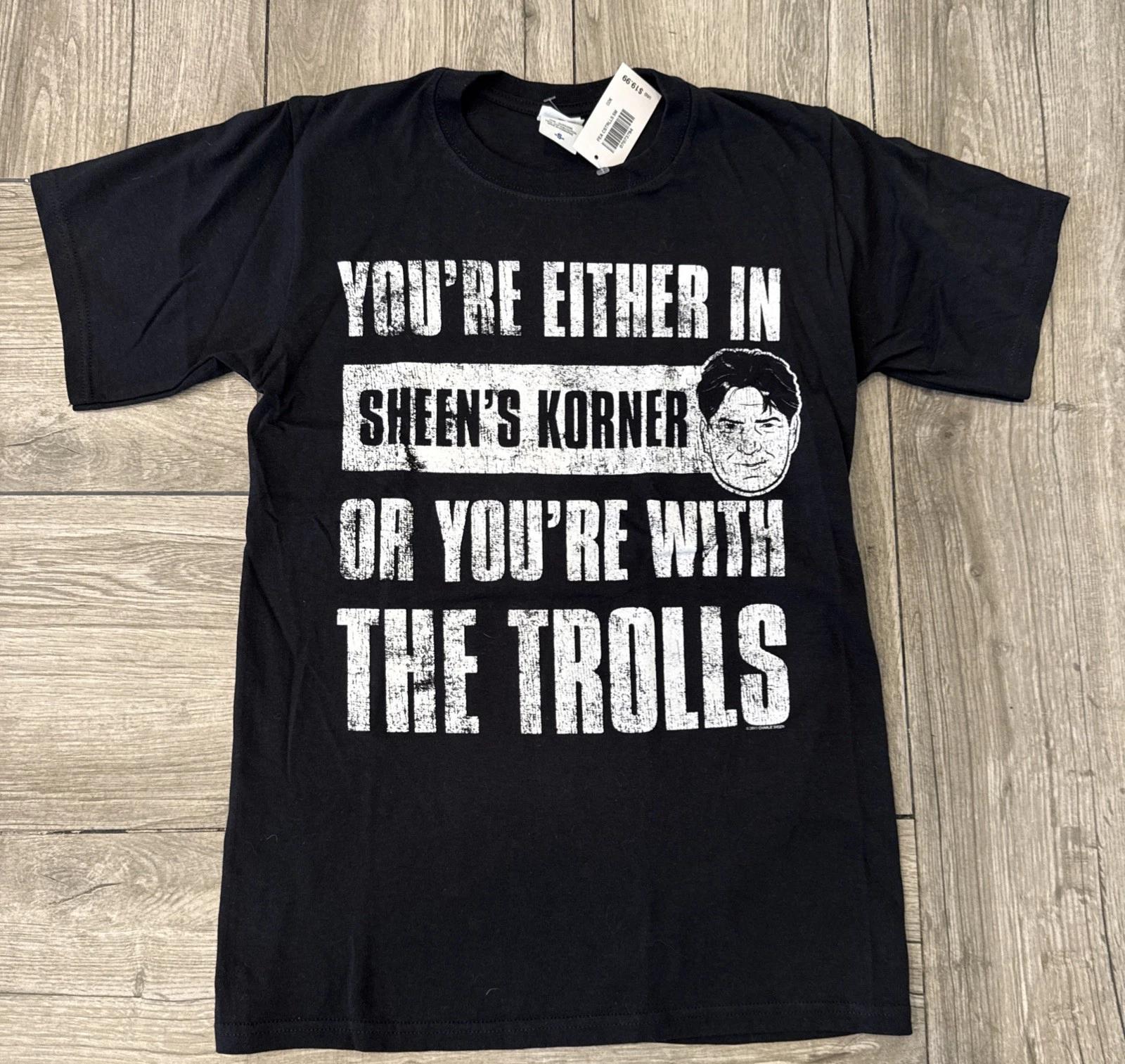 Charlie Sheen Either Sheen s Korner Or with Trolls T-Shirt Size S New 2011 Stock L