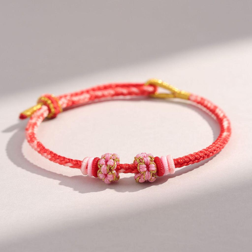 Handmade Eight-Strand Woven Red Rope Bracelet for Beading - Ethnic Style Birth Year Charm