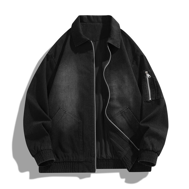 Мужская ретро джинсовая мотоциклетная куртка - Американский стиль, Повседневный свободный крой, Новинка весеннего сезона L