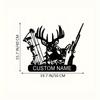 Customizable Hunting Metal Sign - Personalized Deer, Rifle & Bow Design - Heavy-Duty Outdoor/Indoor Decoration - Custom Name