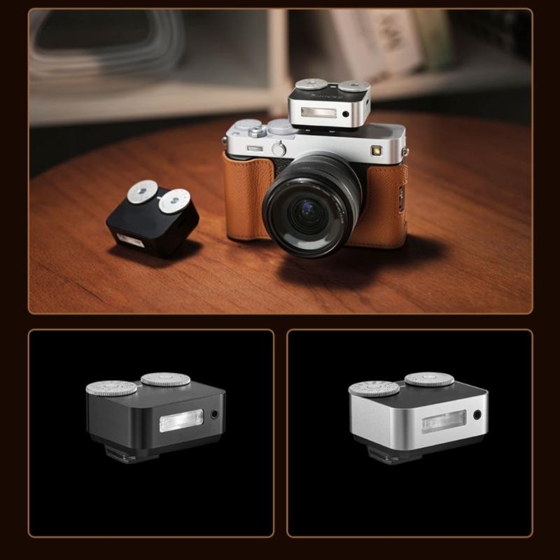 Retro Metal Mini Flashlight Double Control Wheel Adjustable Brightness 1Hr Fast Charging Compatibles Multiple Cameras