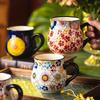 [Elegant Floral Ceramic Mug] 1pc Elegant Hand-Painted Floral Ceramic Mug - Microwave Safe, Insulated for Hot & Cold Drinks - Unique Coffee Accessory