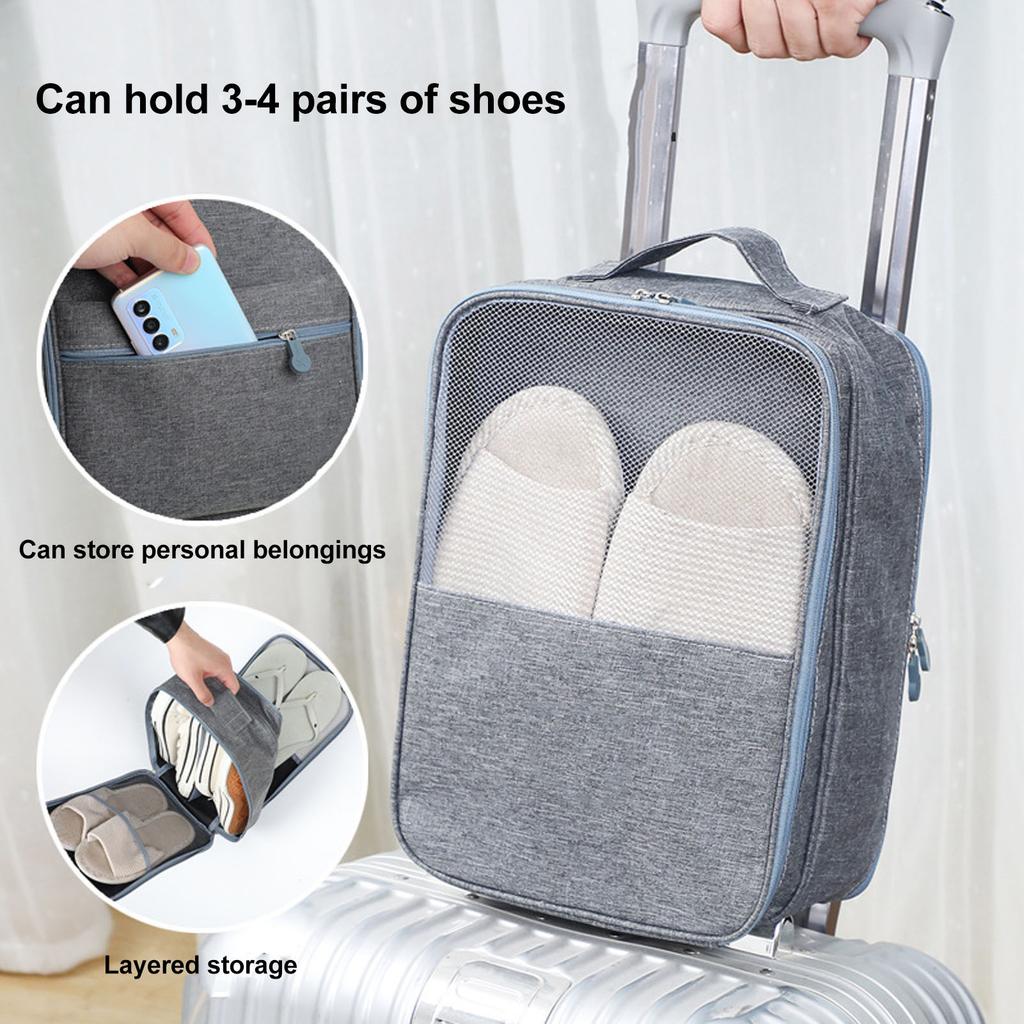 Travel Shoe Bag 3 Layer Large Capacity Oxford Cloth Shoe Storage Organizer for Camping Business Trip