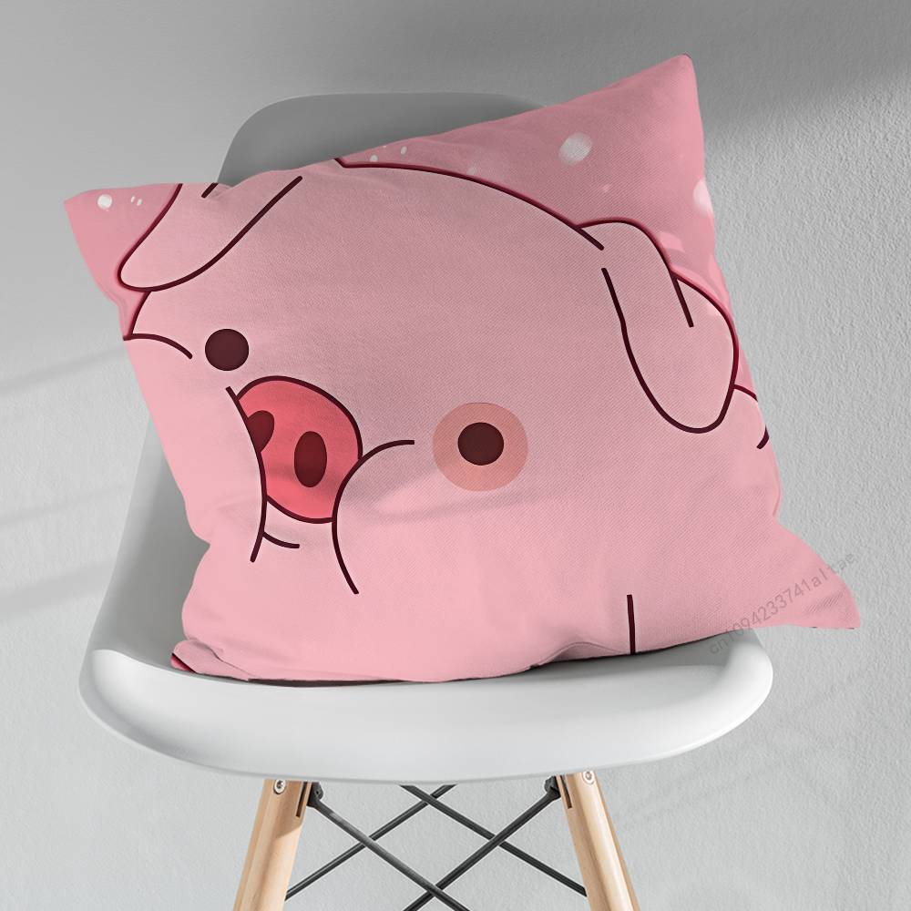 Cartoon Pink Pig Cute Art Various Sizes Square Pillow Case For Car Home Bedchamber Decor Birthday Gift