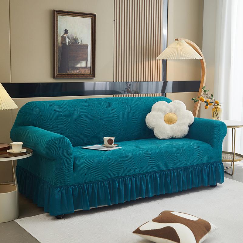 Supply High-Grade Skirt Hemming Sofa Cover Elastic All-Inclusive Four-Season Universal Sofa Protective Cover Solid Color