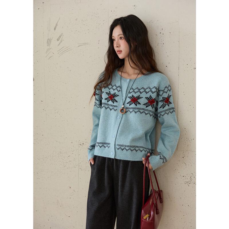 Fair Isle Jacquard Knit Sweater One Size