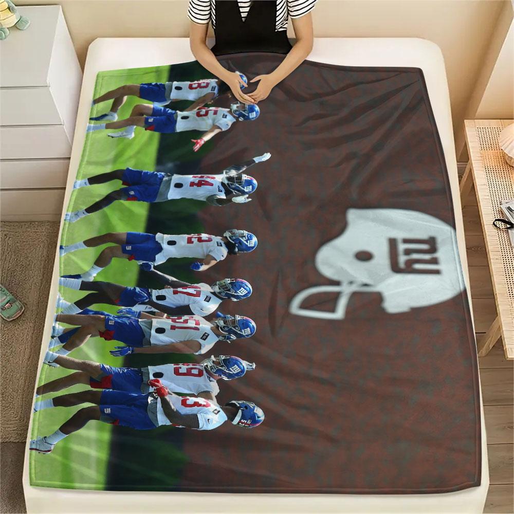 NY Giants Printed Flannel Blanket, soft throw for bedroom sofa, washable, fan merchandise, great gift.