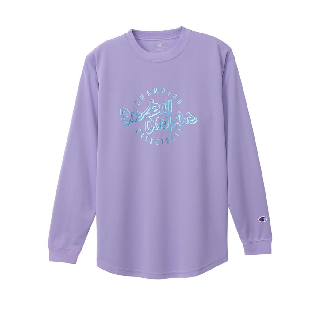 Champion Basketball Light Long Round Odor with Graphic Logo Print Women's T-Shirt, Purple, CW-AB427, Sleeve, Neck, Antibacterial, Resistant,