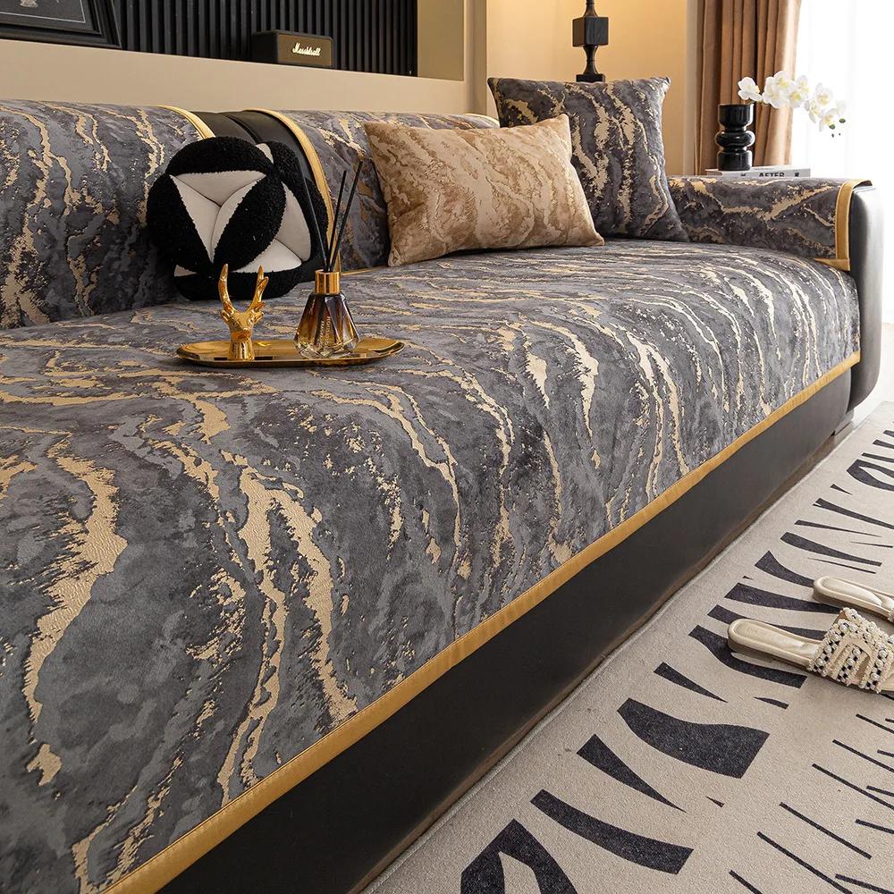 Nordic Retro Dutch Velvet Sofa Cushion 2025 New Four Seasons Universal Thickened Non-Slip Light Luxury Cushion Sofa Cover