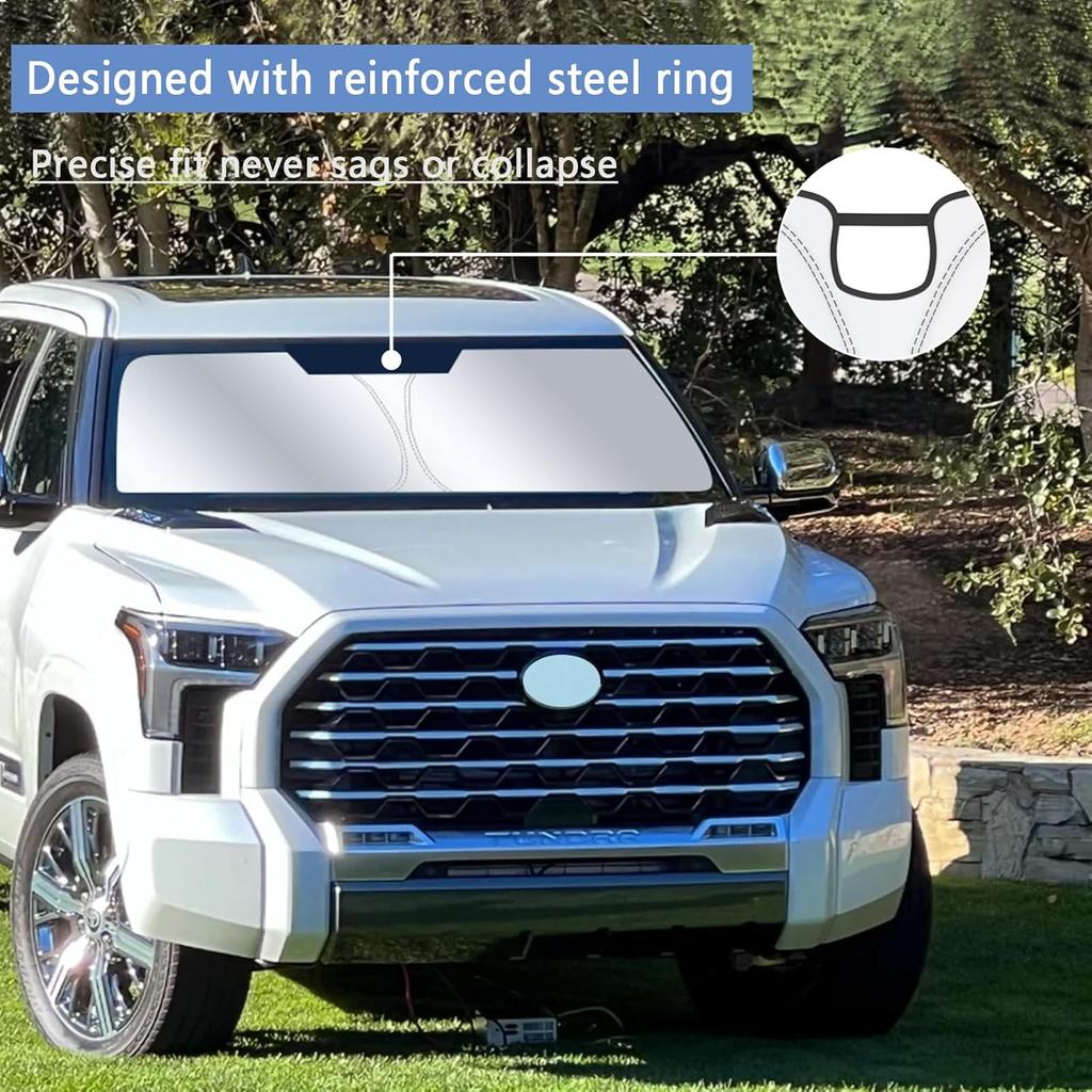 Windshield Sun Shade For Toyota Tundra Accessories 2024 2025 2026, Foldable Front Sun Visor, 22 23 24 25 26 Tundra SR,SR5,Limited,Platinum,TRD