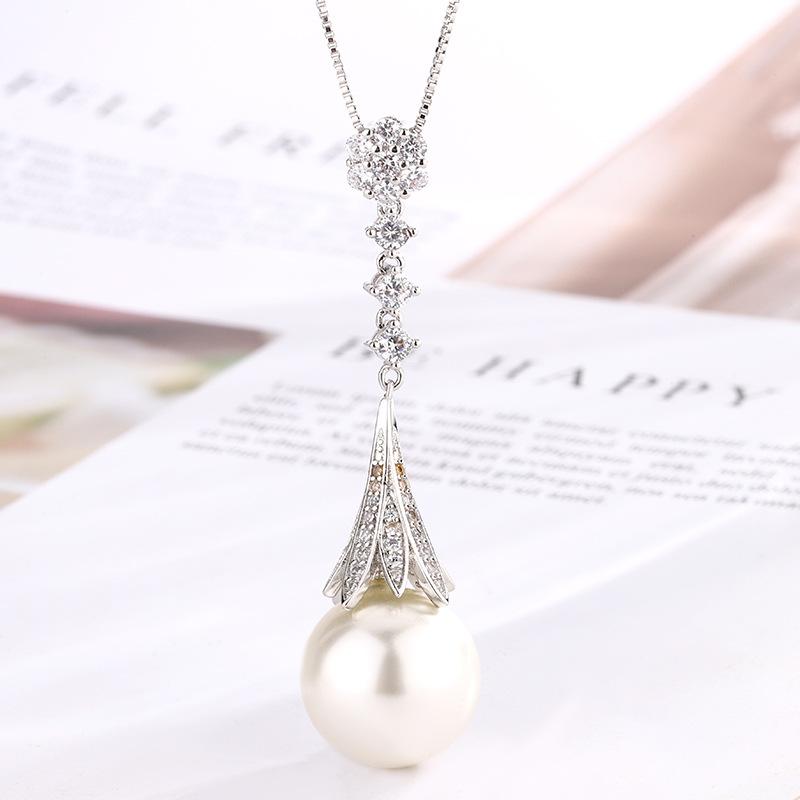 Jewelry Copper Bottom Gold-Plated Inlaid Pearl Temperament Fringed Set Women 16-14Mm
