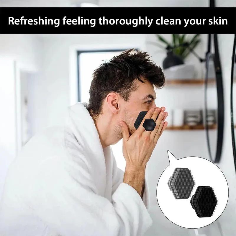 Silicone Polygonal Facial Cleansing Brush, Men's Beard Brush, Deep Cleansing Pores And Exfoliating Facial Cleansing Brush
