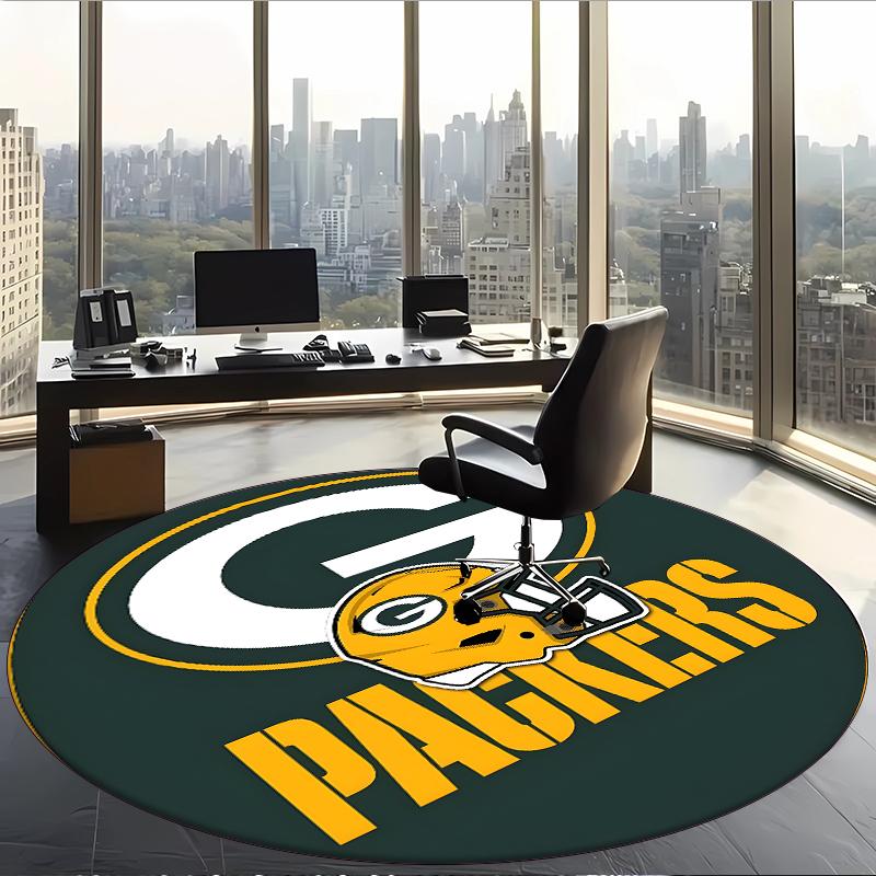Green Bay Packers (1) Round Office Rug Decorative Floor Rug for Office Bedroom Living Room and Home Space