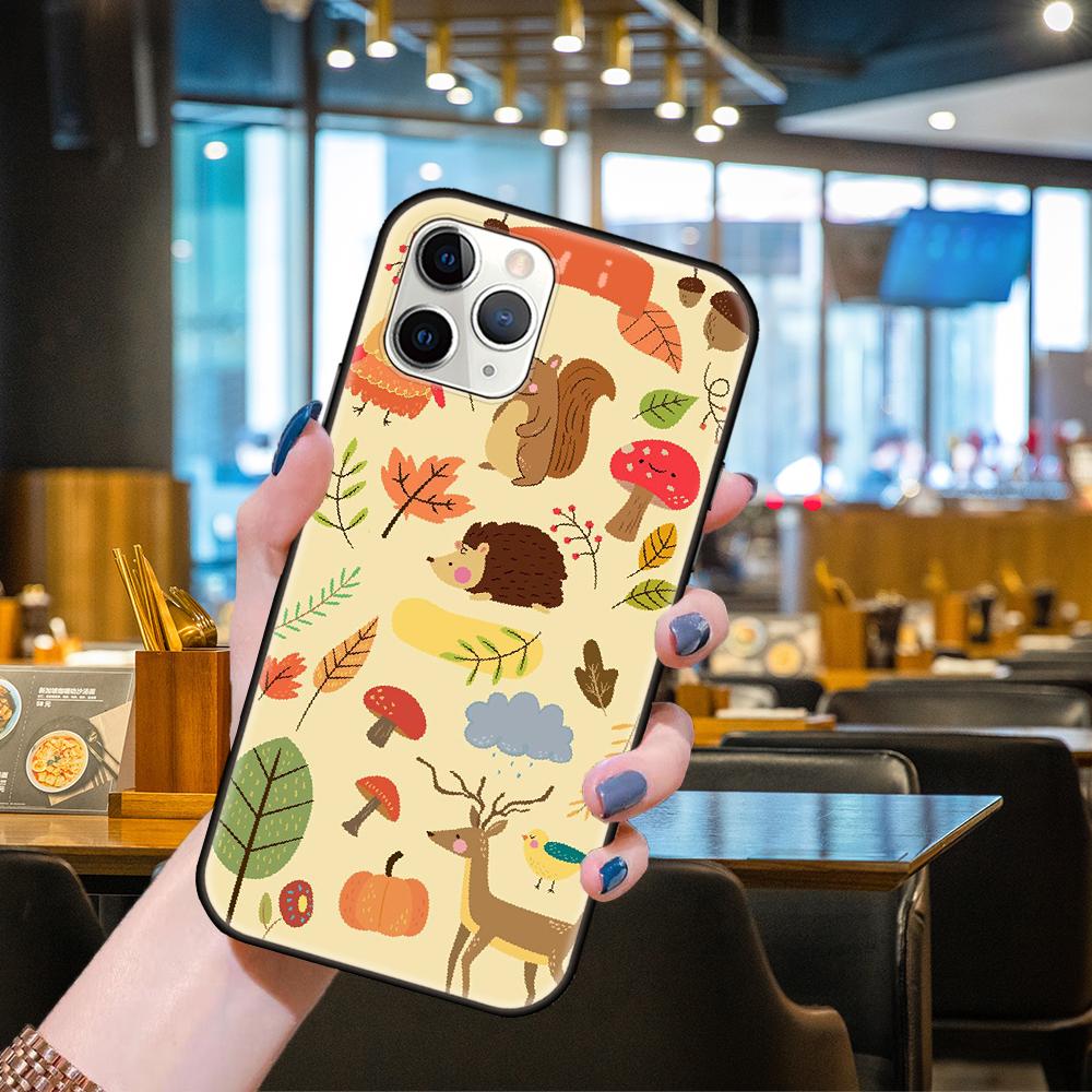 Husă de telefon pentru Apple IPhone 13 12 11 Mini Pro MAX SE X XS XR 8 7 6 S Plus Husă neagră Etui Luxury Impermeabil Dovleci de toamnă