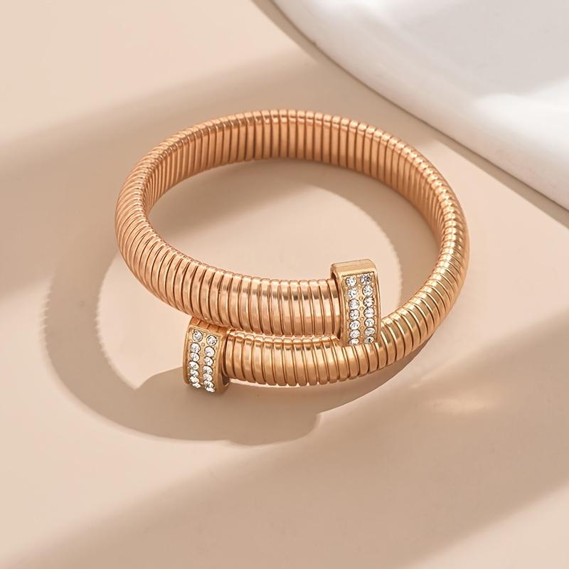 Elegant Multi-Layer Snake Chain Cuff Bracelet with Sparkling Rhinestones - Adjustable, Perfect for Everyday & Party Wear