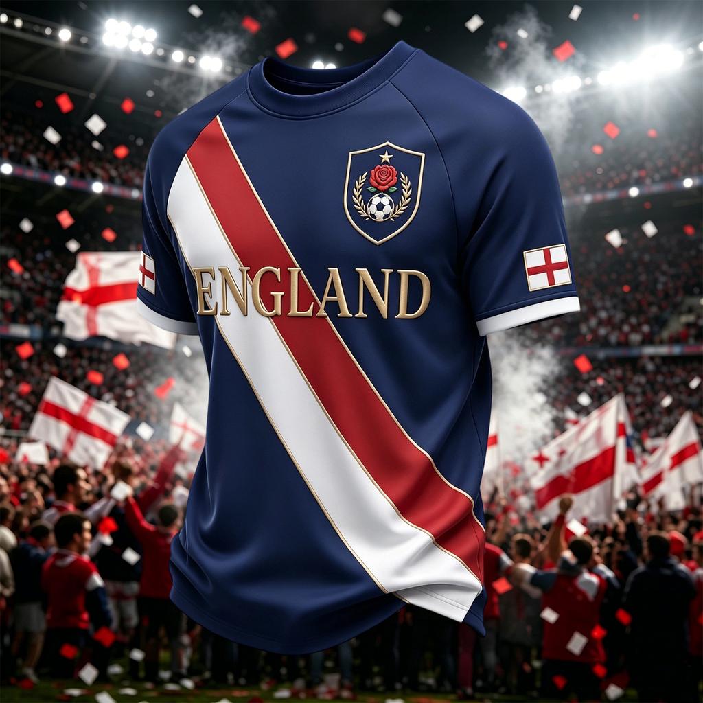 Men's Casual Lightweight Breathable Short Sleeve Crew Neck T-Shirt England 2026 Printed Design Comfortable Fit Sportswear