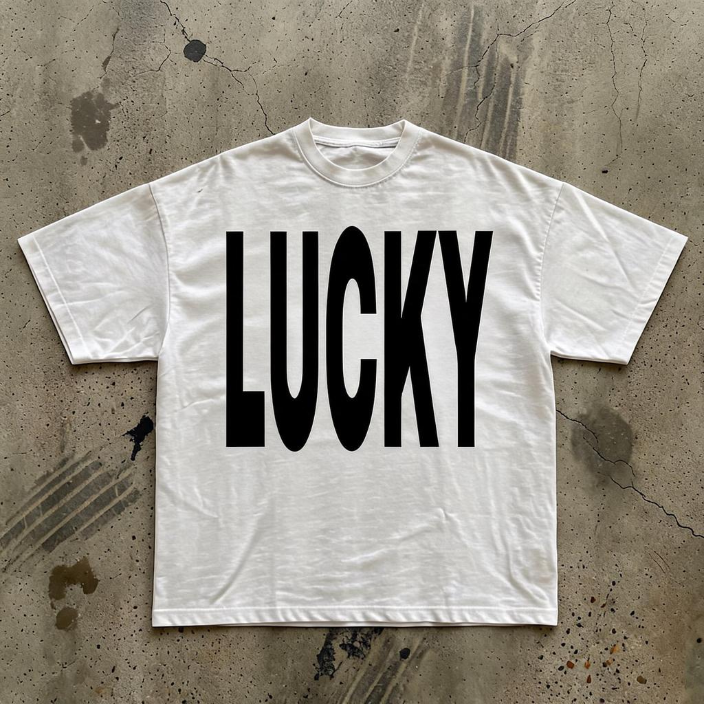 LUCKY shirt | Graphic Tee, Bold Typographic Design, Minimal Monochrome