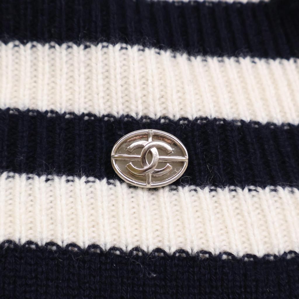 CHANEL [Good condition/Domestic regular] P55370K07271 CC Logos 100% cashmere knit dress 34 NavyUsed