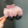 2PCS Fashion Headdress Ballet Hair Net Spring Clip Hair Bun Cover Girls Elastic Hair Net  Kids