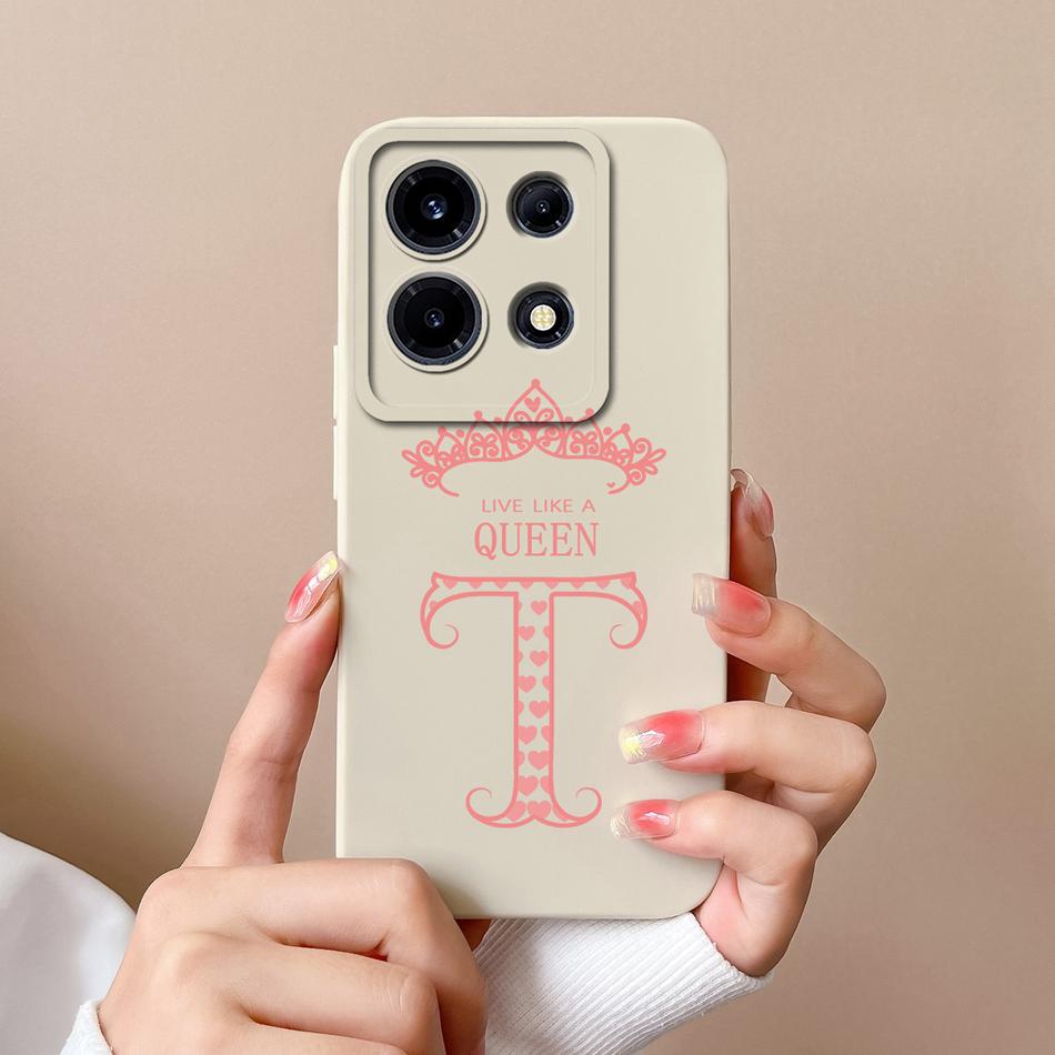 For Infinix Note 30 Pro Vip 30i Case Crown 26 Letter Upgrade Lens Protection Soft Liquid Silicone Cover For Infinix Note30 30Pro