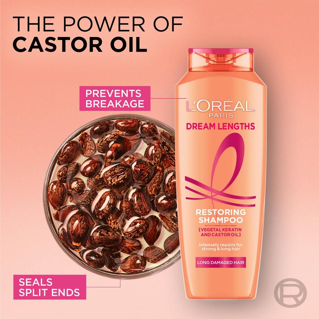 L'Oreal Paris Shampoo, Nourishes, Repair & Shine, For Long and Lifeless Hair, Dream Lengths, 200ml
