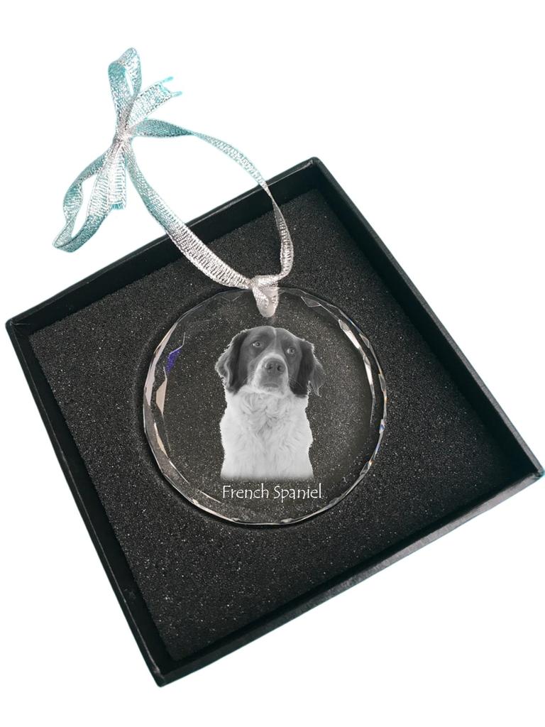 French Spaniel, French Setter - Crystal Bauble with a Photo, Dog Photo In Crystal, Personalized Christmas Tree Ornament by Art-Dog Brand
