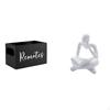 Retro Wooden Remote Organizer And Abstract Thinker Statue Holder for Tabletop Nightstand Couch