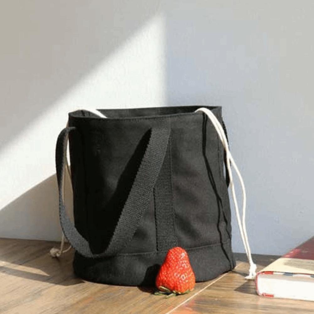 Large Capacity Thermal Insulation Bag Canvas Picnic Box Pouch Drawstring Lunch Handbag  School