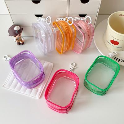Portable Mini Clear Zipper Storage Bag - Space-Saving Organizer for Earphones & Chargers, Versatile with Handy Keychain Loop