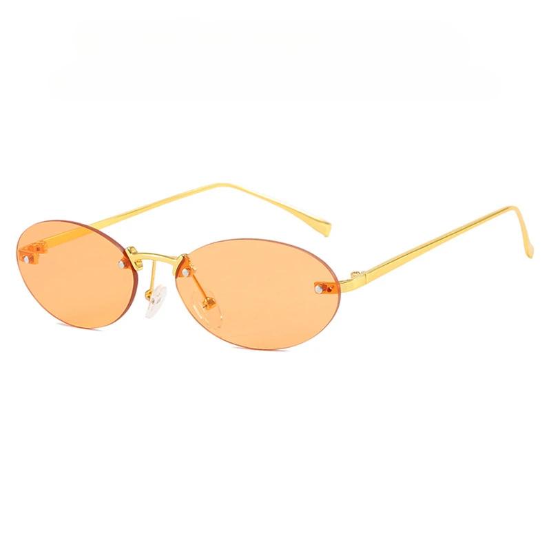 Cat Eye Sun Glasses Female Outdoor Shopping Shades Rimless Driving Eyewear Glasses Retro Oval Sun Glasses Shades UV400