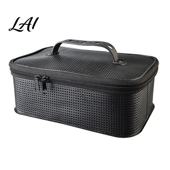 Fishing Accessory Storage Organizer Gear Rinse Box with Carry Handle Zipper Hard Bait Quick Drainage Container Case Portable Tackle Case