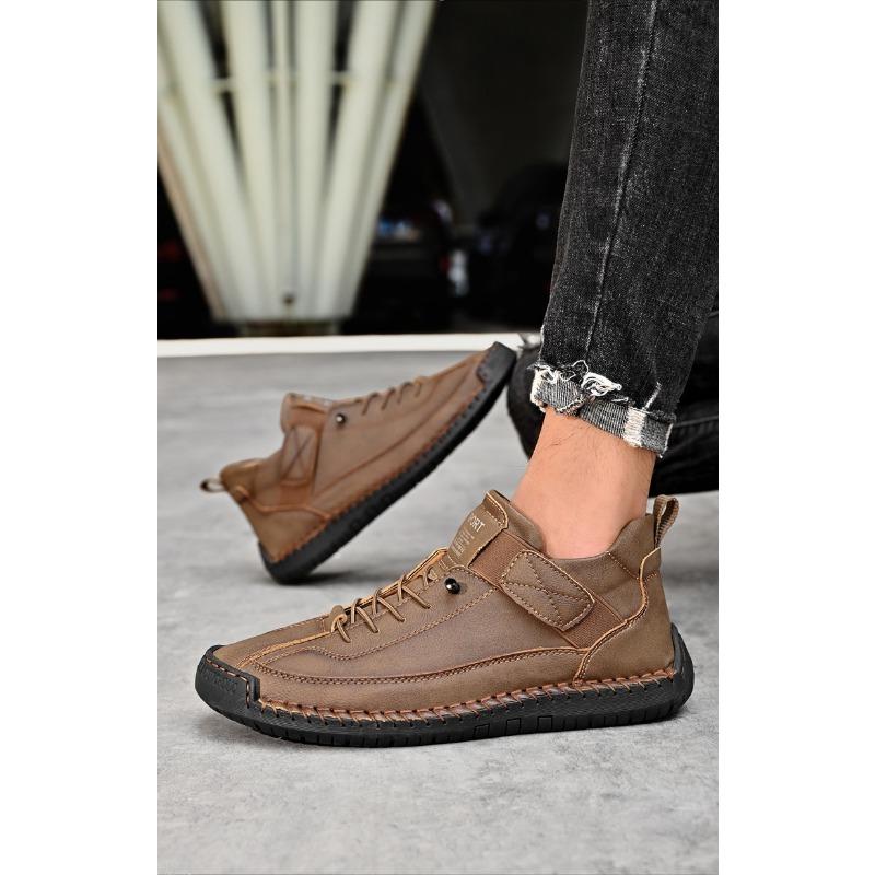 Men's Casual Leather Shoes,Ankle Boots Lightweight Loafers,Mid Top Walking Driving Shoes