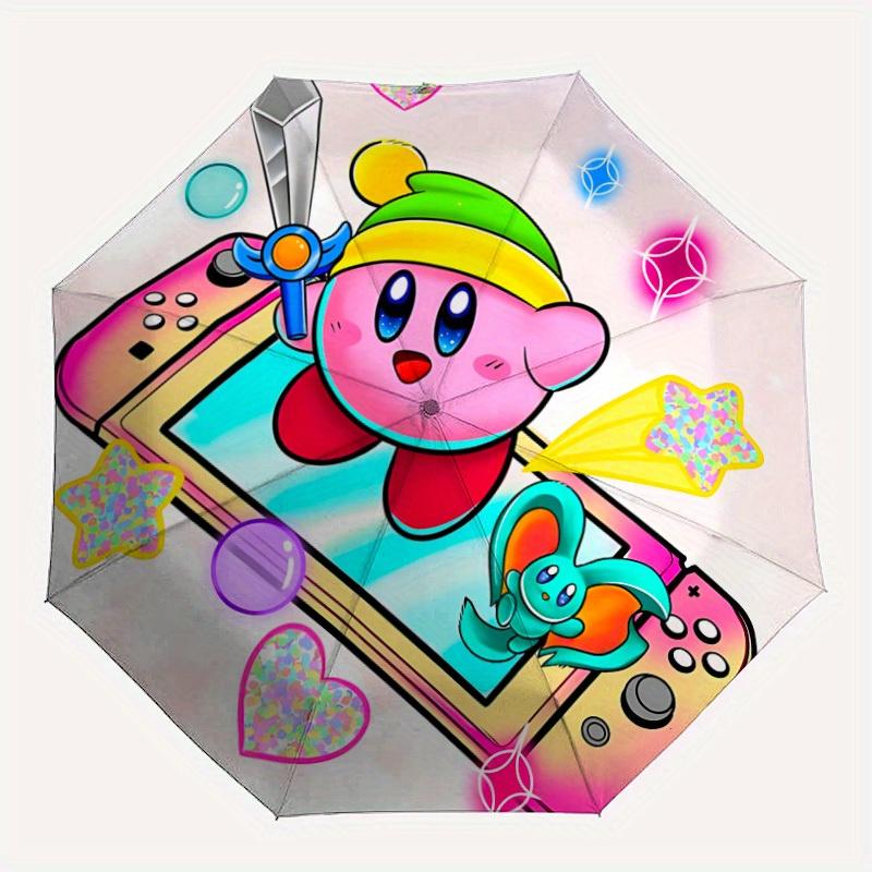 

Kitty Kirby Gaming Adventure Automatic Open/Close Umbrella Compact Travel Umbrella, 8 Rib Heavy Duty Construction, Ideal Gift, 147
