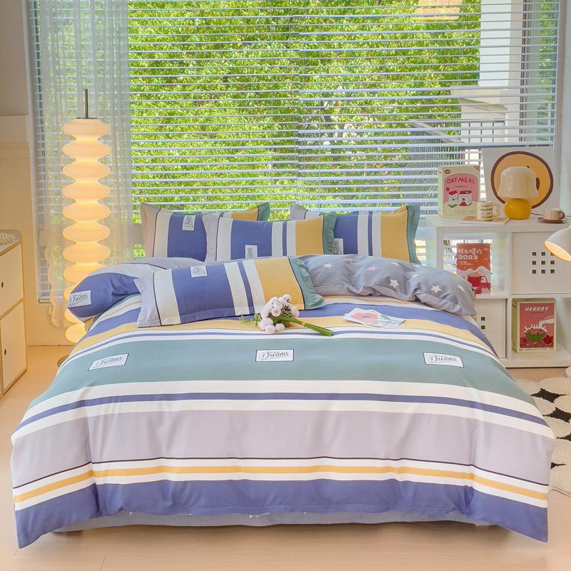Skin-friendly Cotton Plant Cashmere Thickened Sanded Four-piece Bedding Set Dormitory Three-piece Set Bed Sheet Quilt Cover