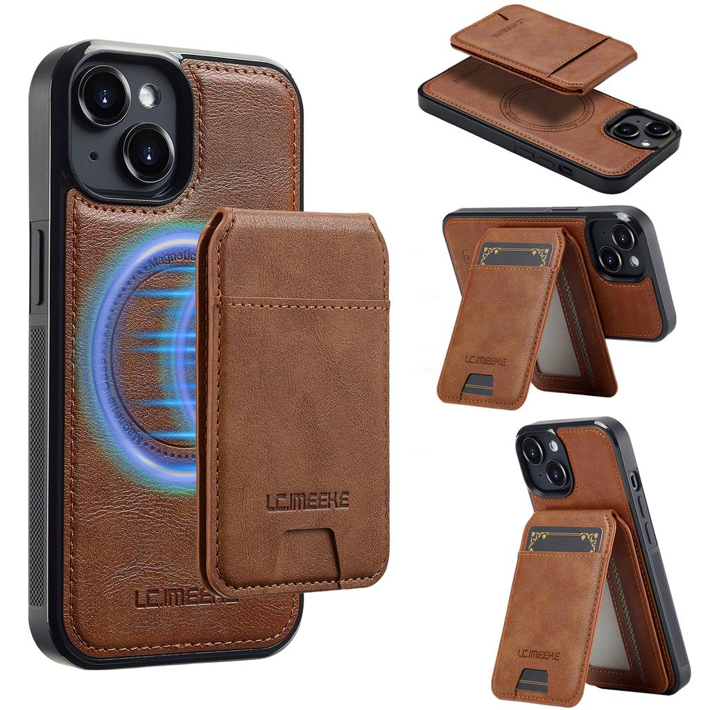 LC.IMEEKE L3 For iPhone 13 Mini Magnetic Case Detachable Card Holder Leather TPU Mobile Cover