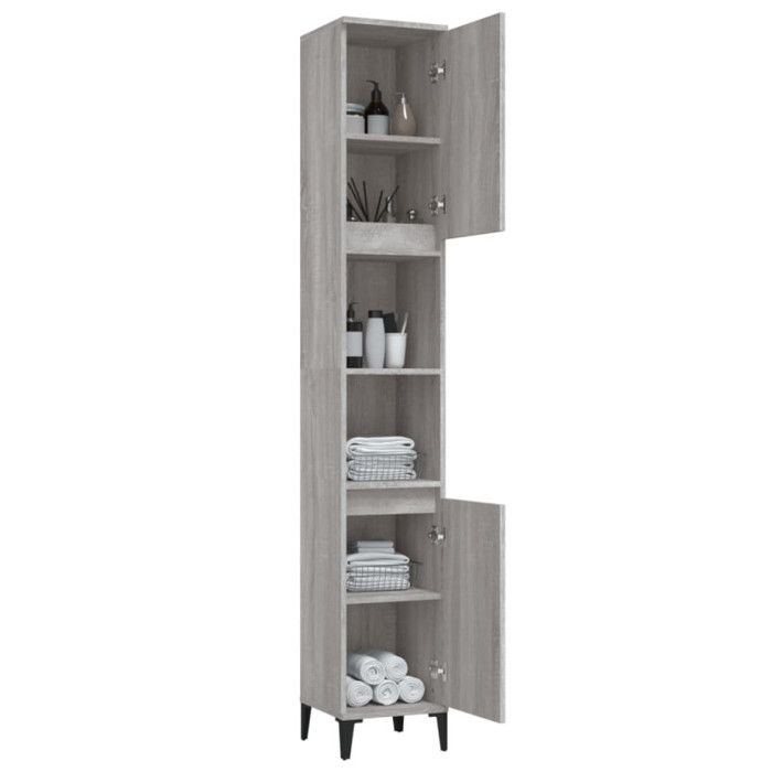 VidaXL Bathroom Cabinet Sonoma Grey 30x30x190 Cm Engineered Wood 819802