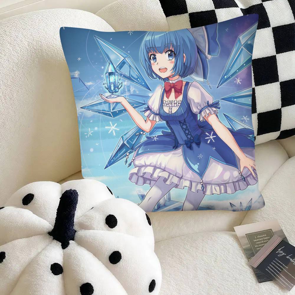 Touhou Project Cirno Cute Girl Pillow Case Square Pillow Bedroom Sofa Leisure Comfort Cushion Car Home Decoration