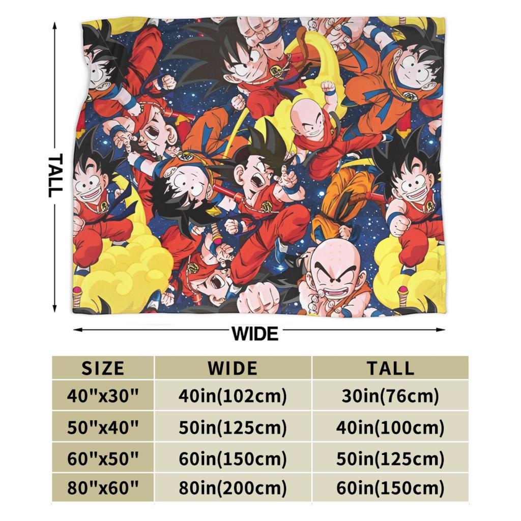 DBZ Goku Pattern Blanket Cover Flannel Soft Throw Blankets for Outdoor Travel Bedroom Quilt