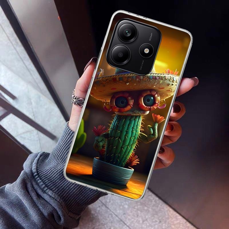 

Cartoon Plant Cactus Phone Case For Xiaomi Redmi Note 15 14 14S 13 12S 12 Pro Plus 11S 11 10S 10 4G Cover 11E 11T 5G Print Funda Note 12 Pro Plus