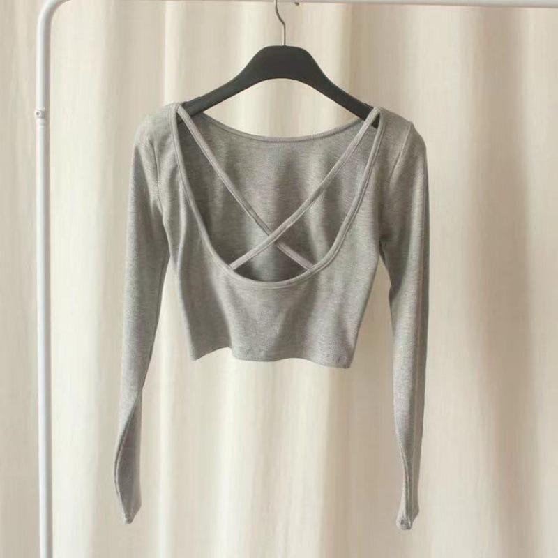 Korean Spicy Backless Long Sleeve Crop Top for Women - Trendy and Sexy