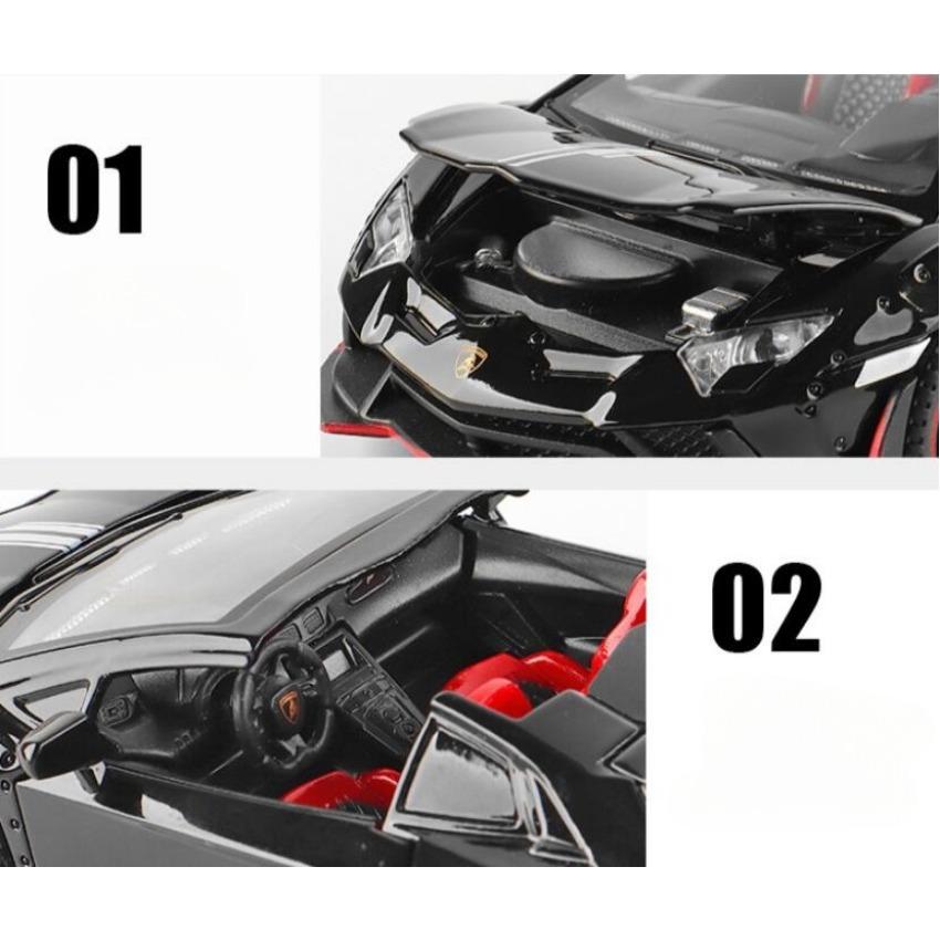 Car Model 1/32 Aventador SVJ LamborghinILP700 Convertible Alloy Sports Car Sound and Light Pull Back Toy Car Gifts for Boy