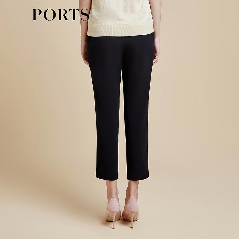PORTS Women's Black Cropped Skinny Commuter Pants