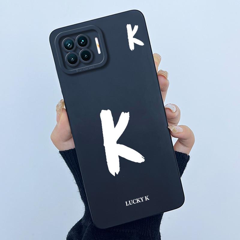 For OPPO F17 Oppo F17 Pro Case Oppo A73 A93 Reno 4F Back Cover TPU Silicon Lucky Initial Letter Couples Phone Bumper Soft Case
