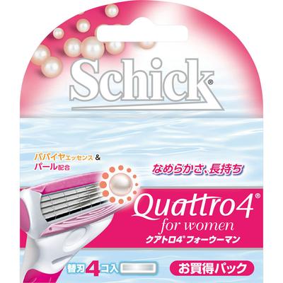 Sic Japan Schick Quattro 4 for Woman - 4 Replacement Blades Replacement Blades for Women Women's Razors Replacement Blades for Women
