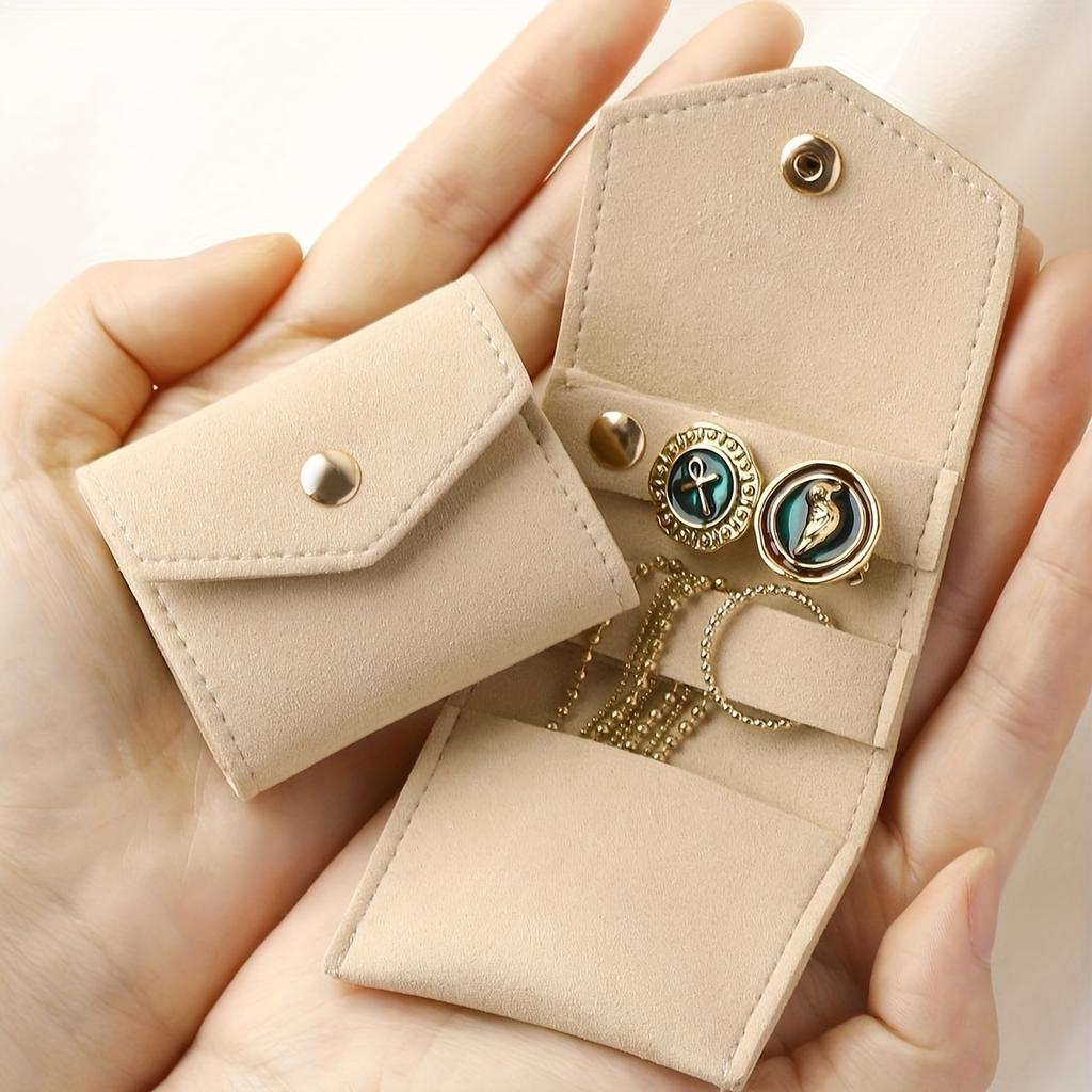 1 Stück Wildleder Schmuckaufbewahrung Faltbeutel Mini Schmuck Organizer Tasche Süßes Geschenk für Frauen Geeignet für Ring Ohrring Halskette Aufbewahrung