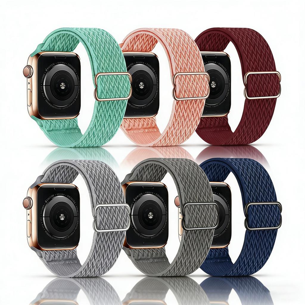 Stretchy Nylon Band for Apple Watch Series 11 10 Ultra 3/2 SE 42mm 38mm 46mm 41mm 45mm 49mm Adjustable Sport Strap for Women Men