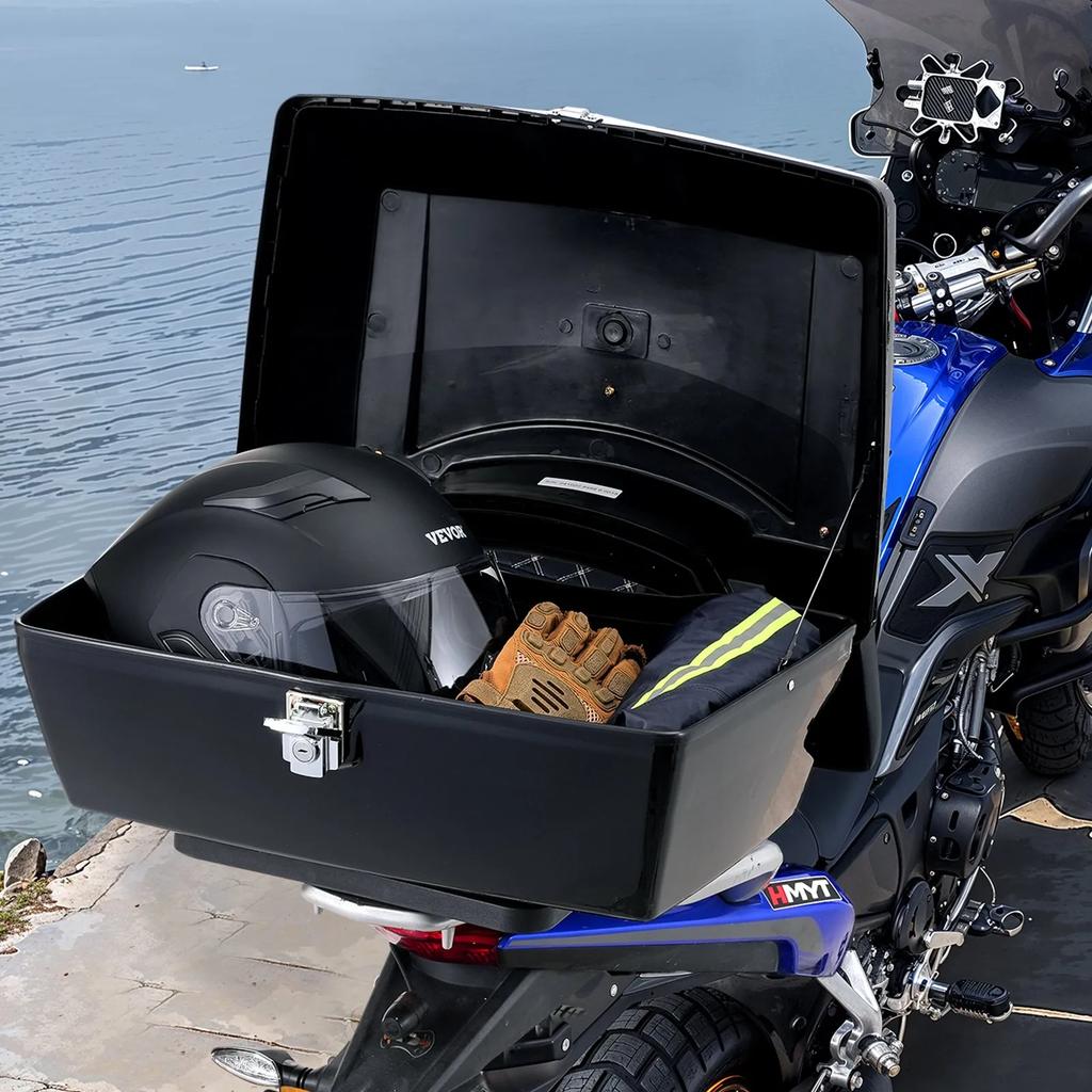 VEVOR Motorcycle Top Case, Universal Durable PP Material Motorbike Tail Box with Reflective Panel