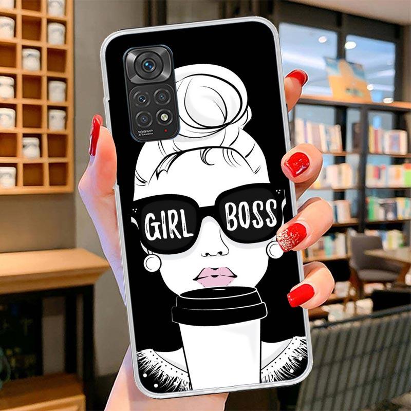 Girl Boss Female Coffee Cover Phone Case For Xiaomi Redmi Note 15 14 13 12 11 10 Pro Plus 14S 12S 11S 11T 11E 10S Soft Fundas Sh