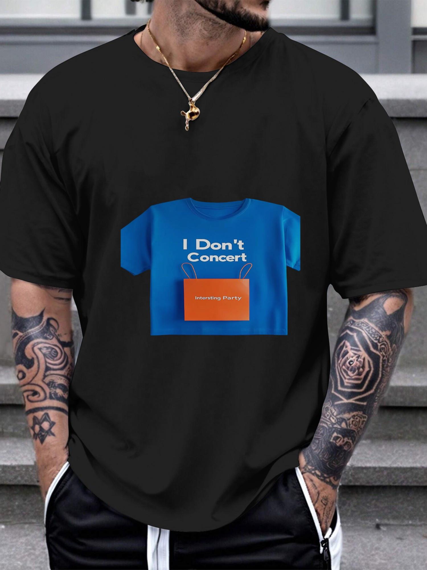 

1pc Funny I Don t Concert Party Graphic T-shirt - Black 180g Cotton Crew Neck Short Sleeve Tee with Bold White Text & Orange Envelope Design XXXL